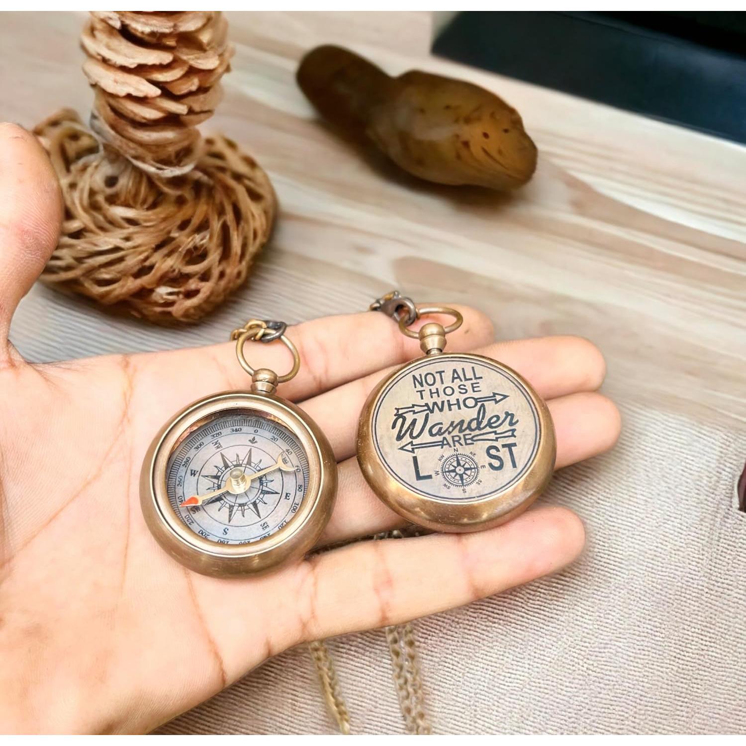 Collar de Brújula de Bronce ZUBIA - 61 cm Vintage