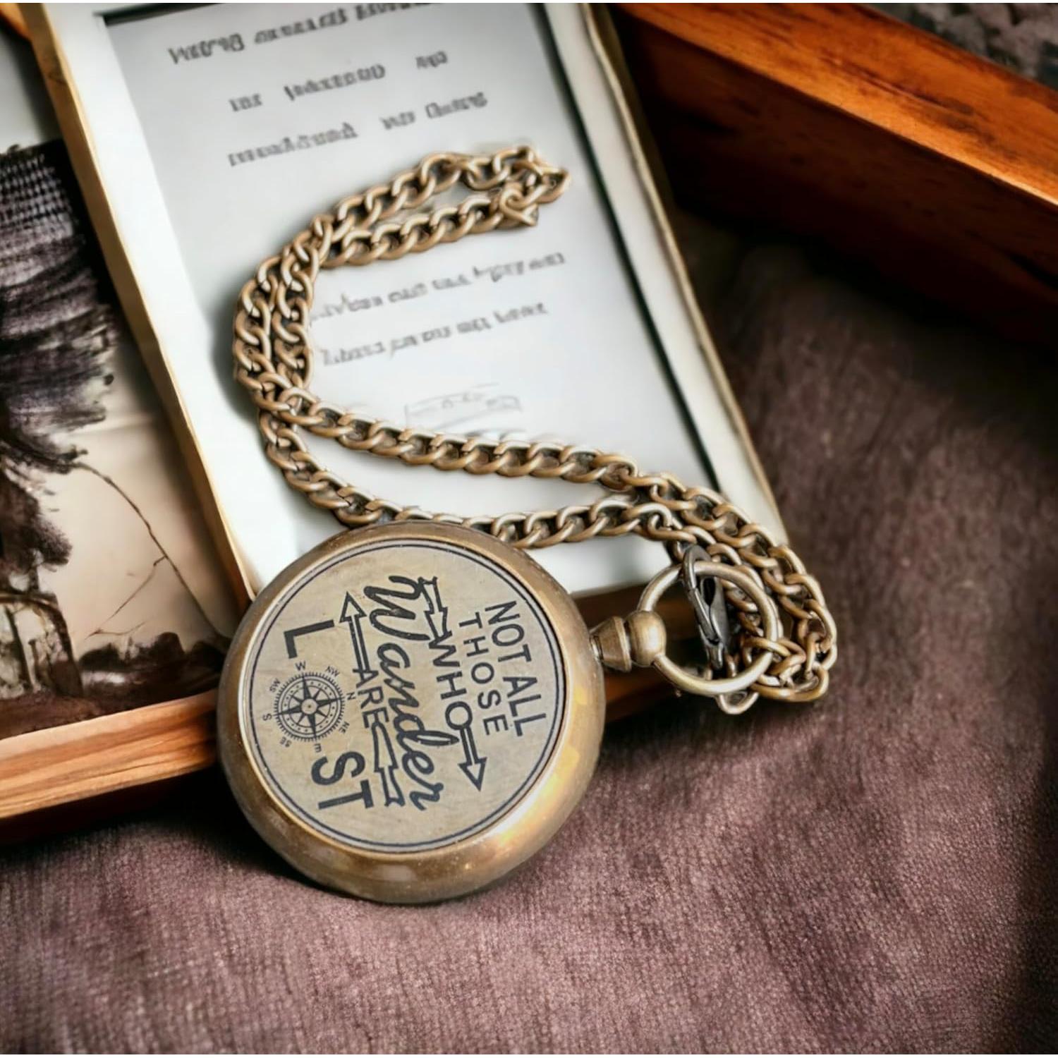 Collar de Brújula de Bronce ZUBIA - 61 cm Vintage