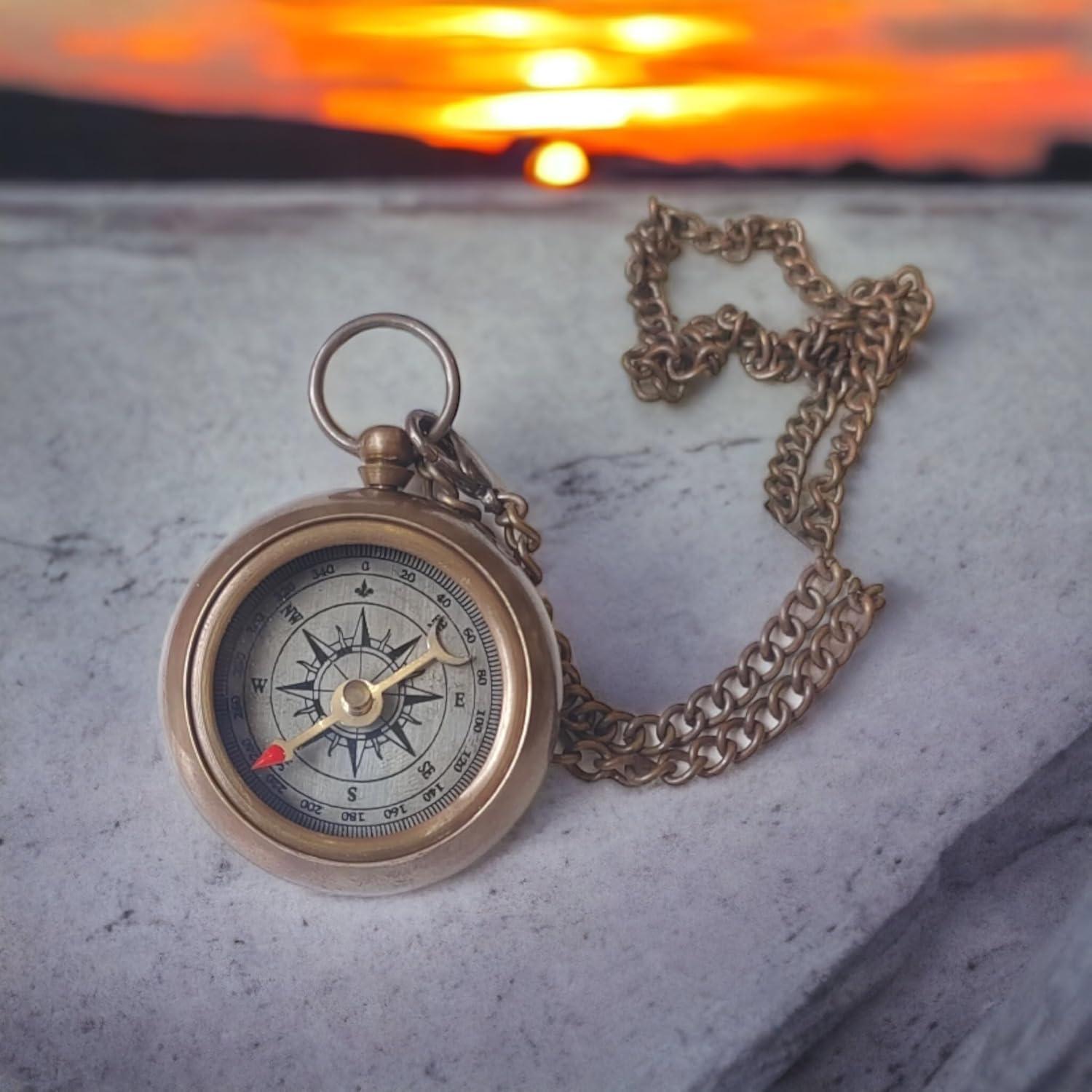 Collar de Brújula de Bronce ZUBIA - 61 cm Vintage