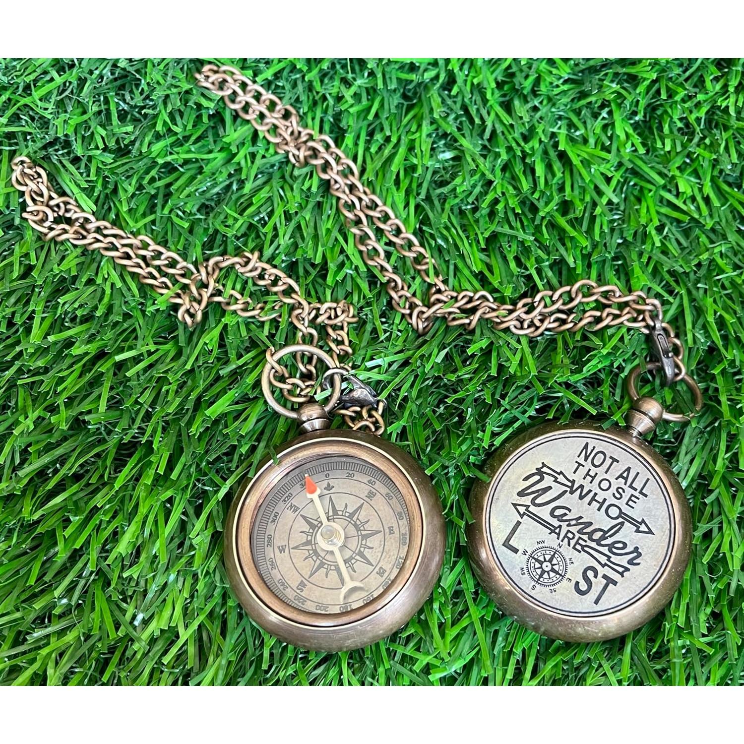 Collar de Brújula de Bronce ZUBIA - 61 cm Vintage