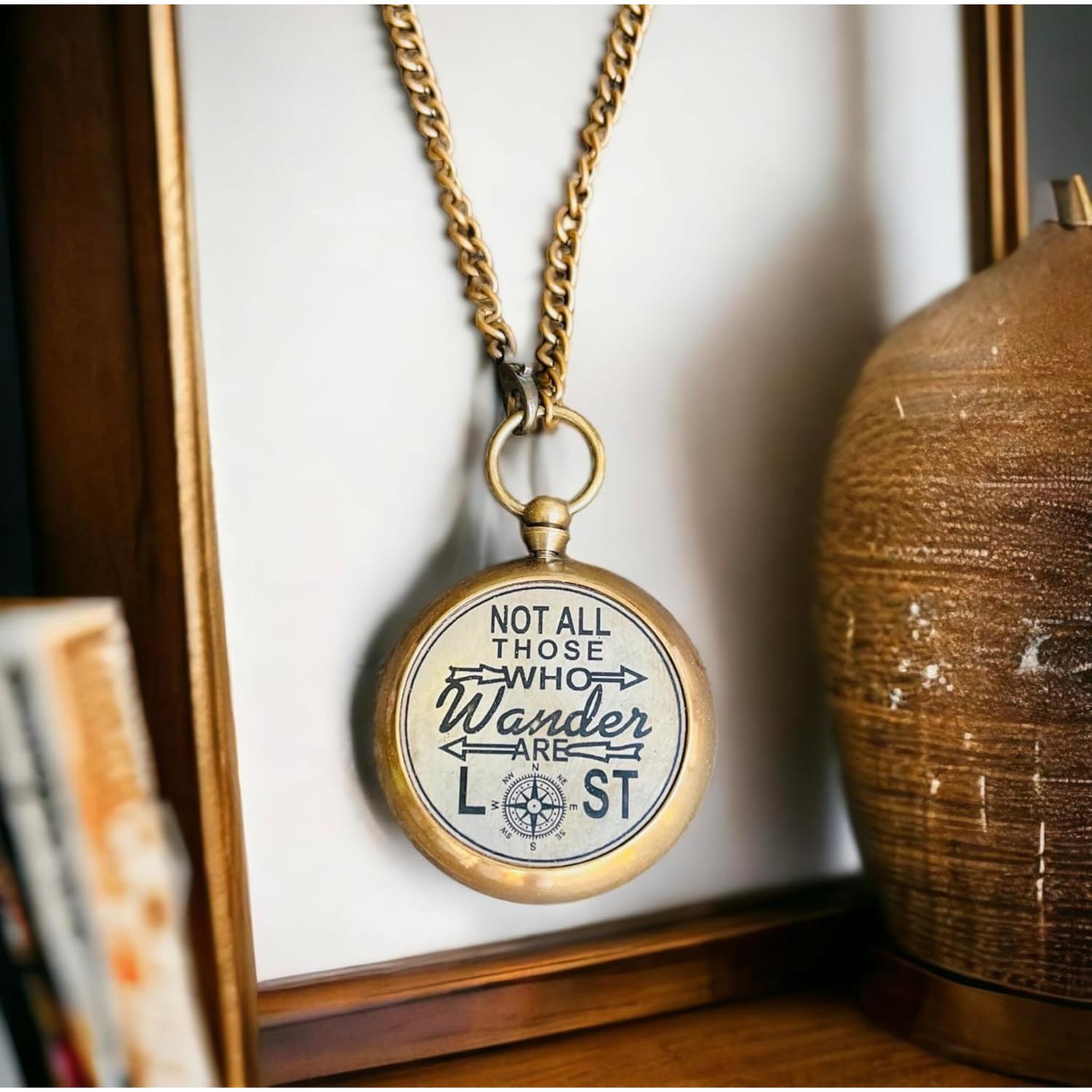 Collar de Brújula de Bronce ZUBIA - 61 cm Vintage