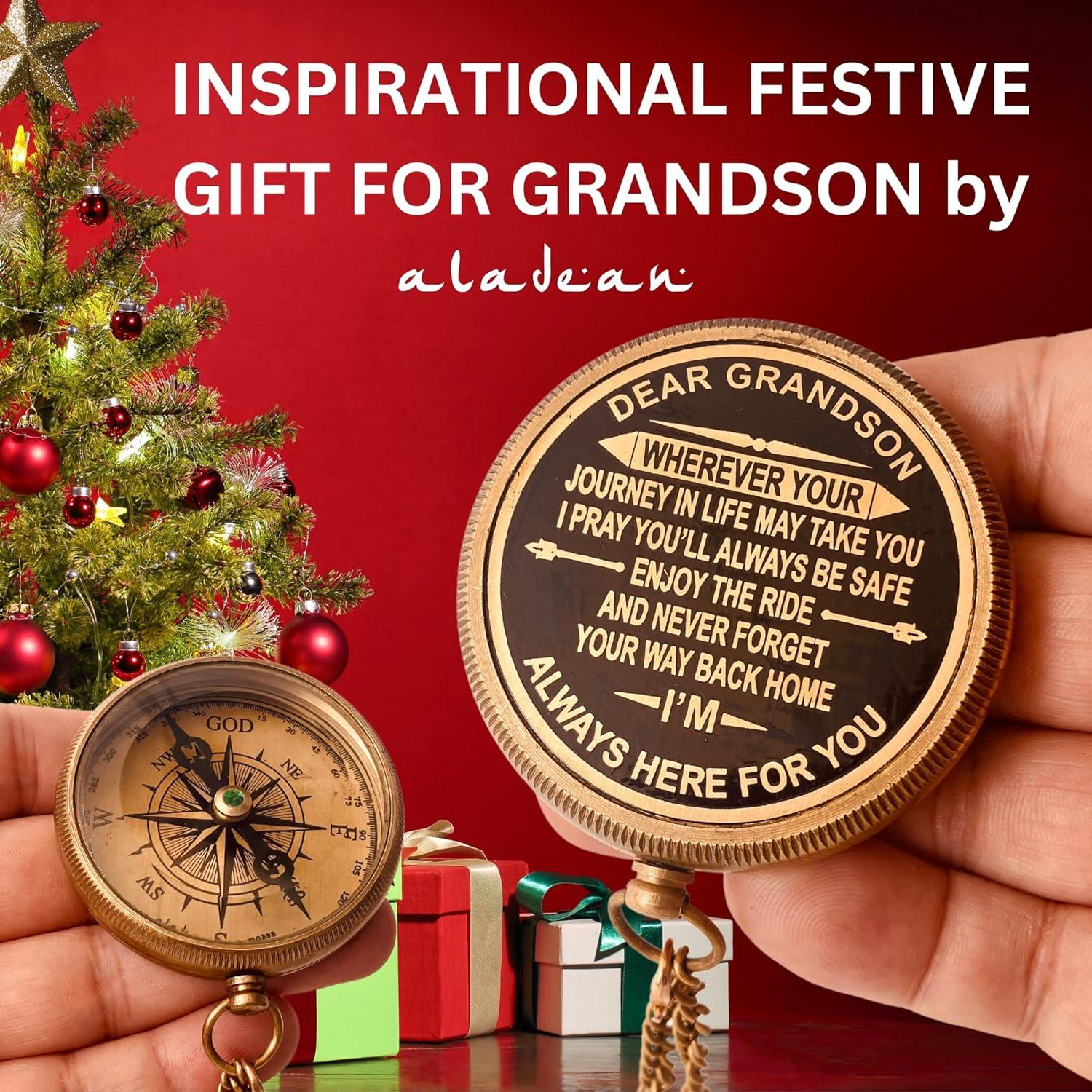 Brújula de Latón ALADEAN para Nieto con Cita Grabada
