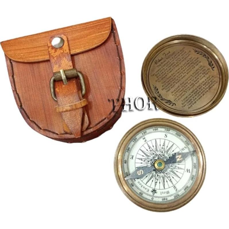 Brújula de bolsillo THOR INSTRUMENTS de latón vintage 6.35 cm
