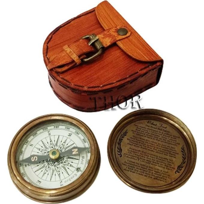 Brújula de bolsillo THOR INSTRUMENTS de latón vintage 6.35 cm