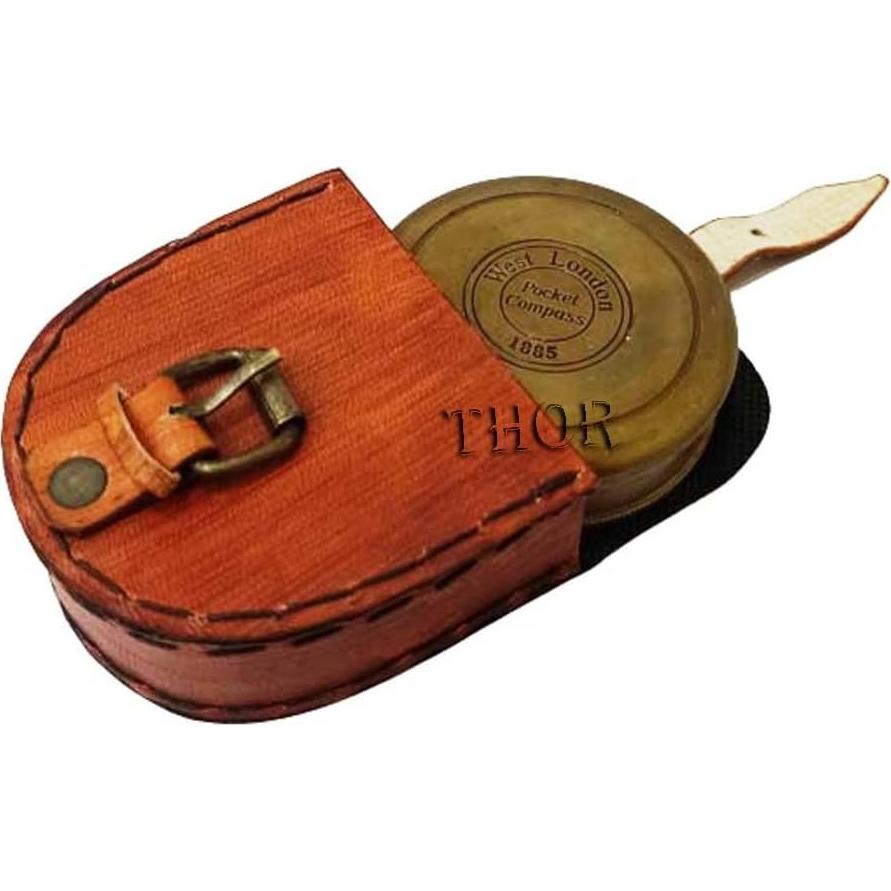 Brújula de bolsillo THOR INSTRUMENTS de latón vintage 6.35 cm