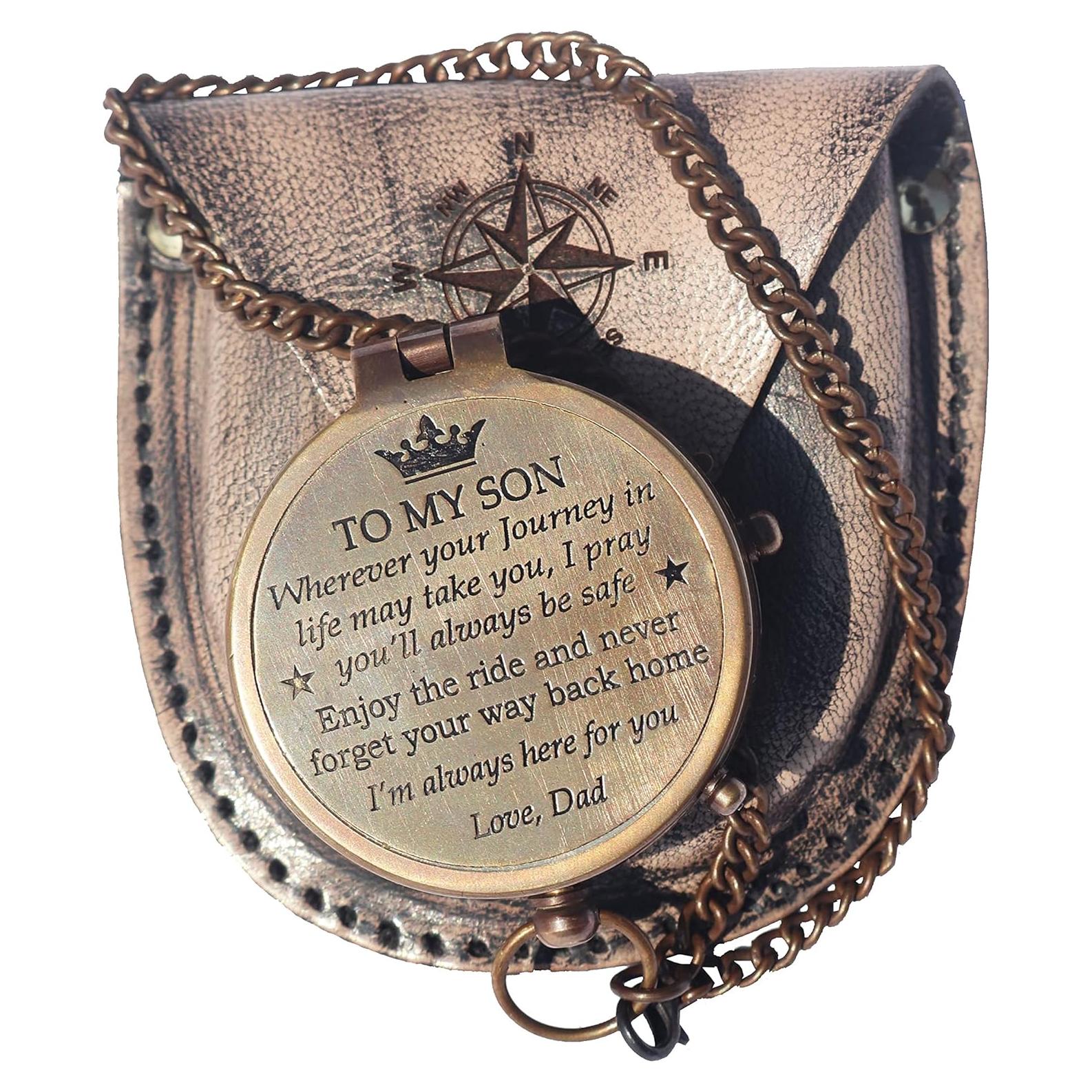 Brújula de Bronce Grabada MUNDO NÁUTICO DE NEO 5.08 cm