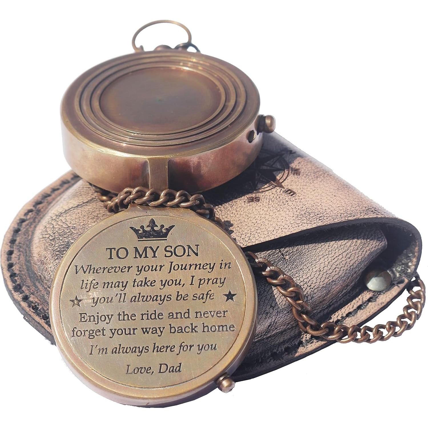 Brújula de Bronce Grabada MUNDO NÁUTICO DE NEO 5.08 cm