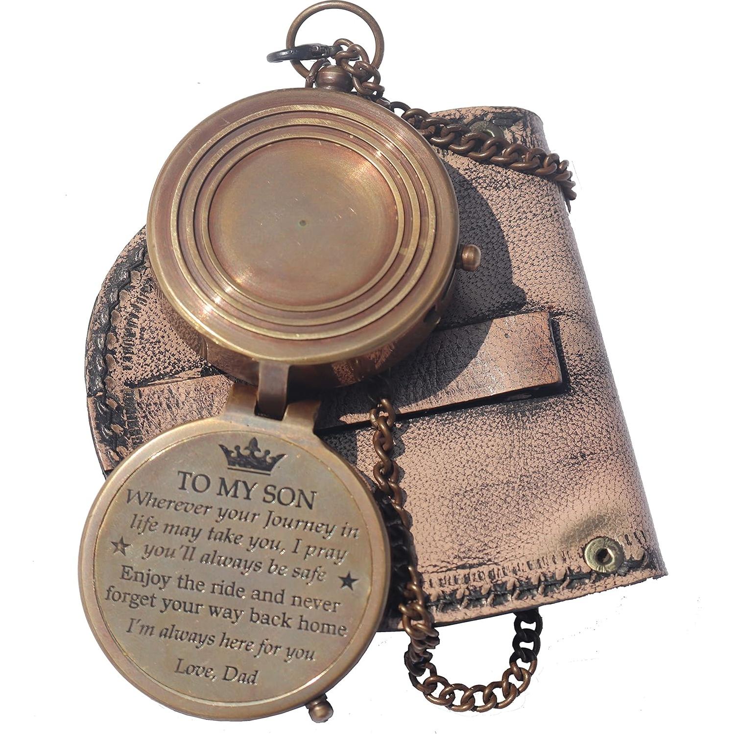 Brújula de Bronce Grabada MUNDO NÁUTICO DE NEO 5.08 cm