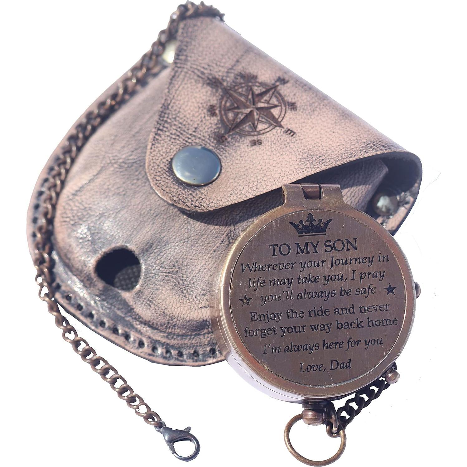 Brújula de Bronce Grabada MUNDO NÁUTICO DE NEO 5.08 cm