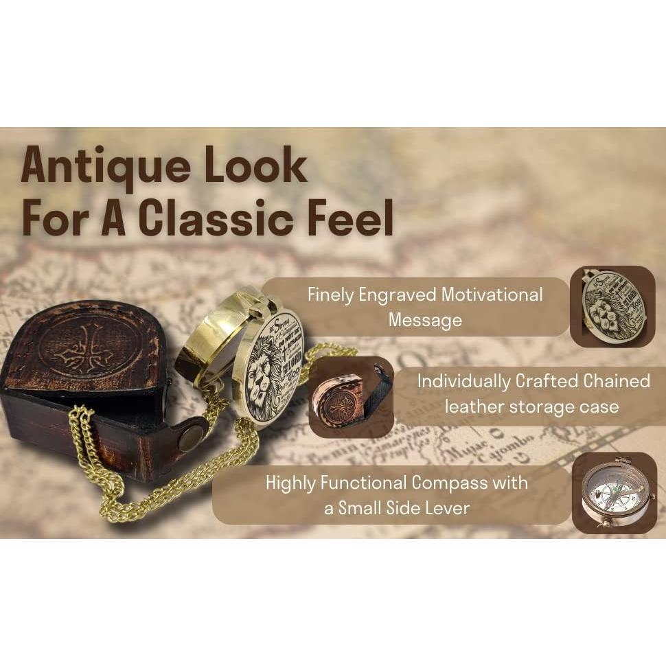 Brújula de latón grabada The New Antique Store - 5 cm
