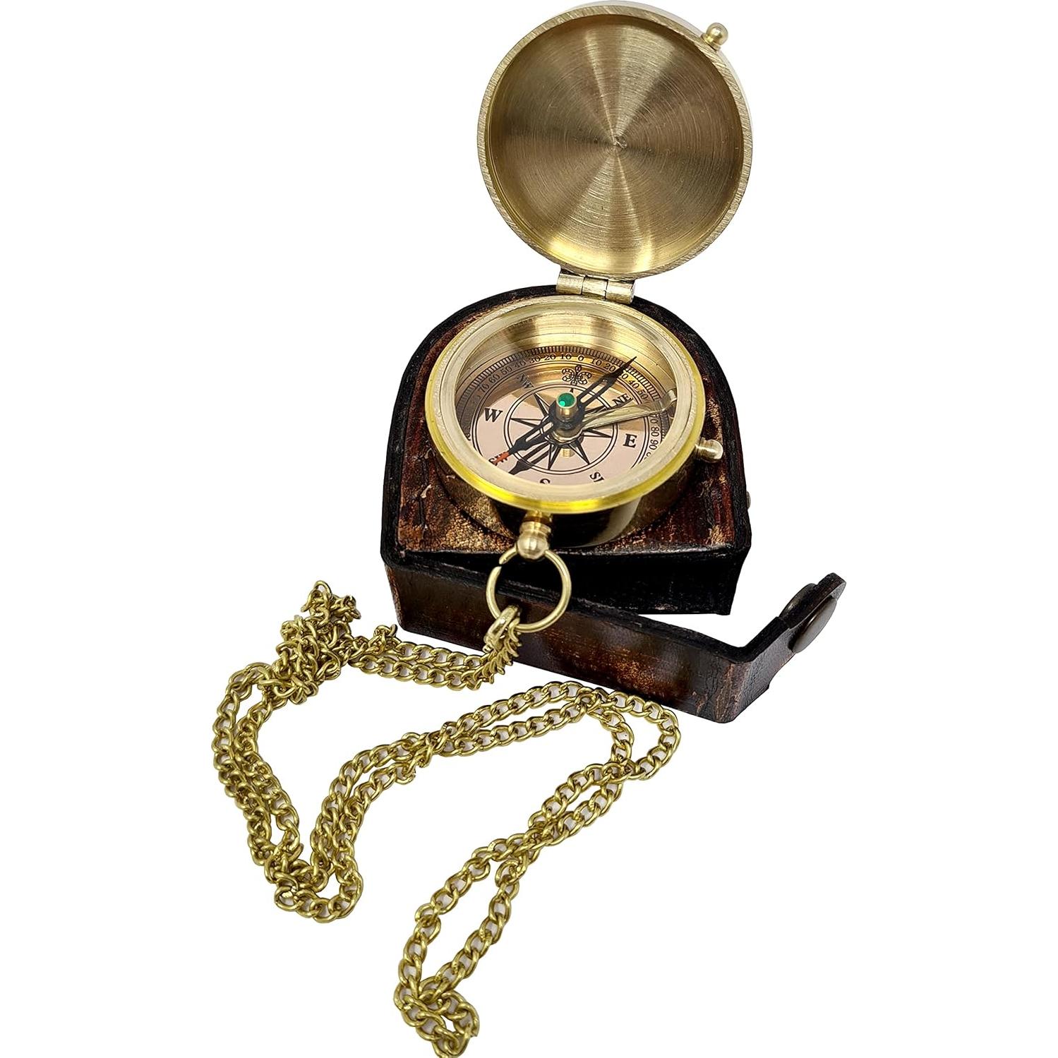 Brújula de latón grabada The New Antique Store - 5 cm