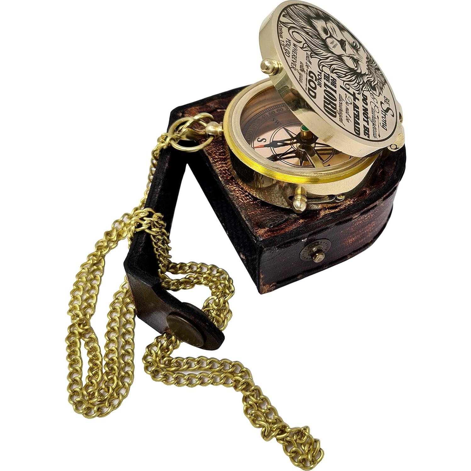 Brújula de latón grabada The New Antique Store - 5 cm