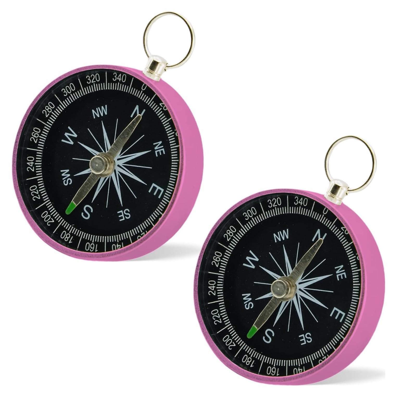 Brújula de bolsillo Rovella mini 2 piezas rosa aluminio