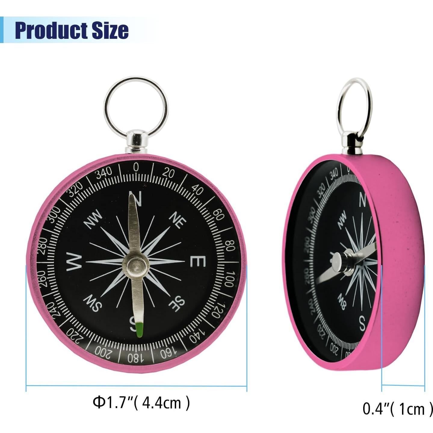 Brújula de bolsillo Rovella mini 2 piezas rosa aluminio