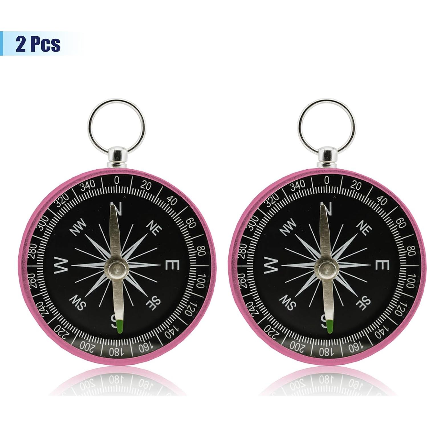 Brújula de bolsillo Rovella mini 2 piezas rosa aluminio