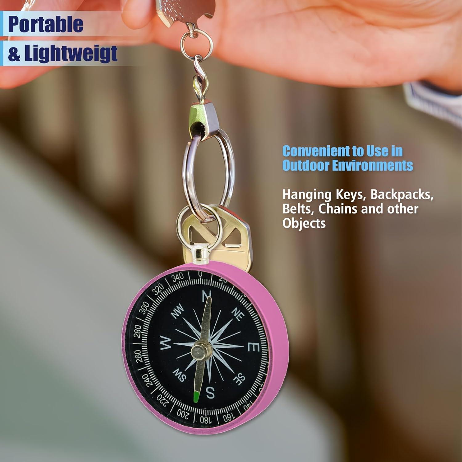 Brújula de bolsillo Rovella mini 2 piezas rosa aluminio