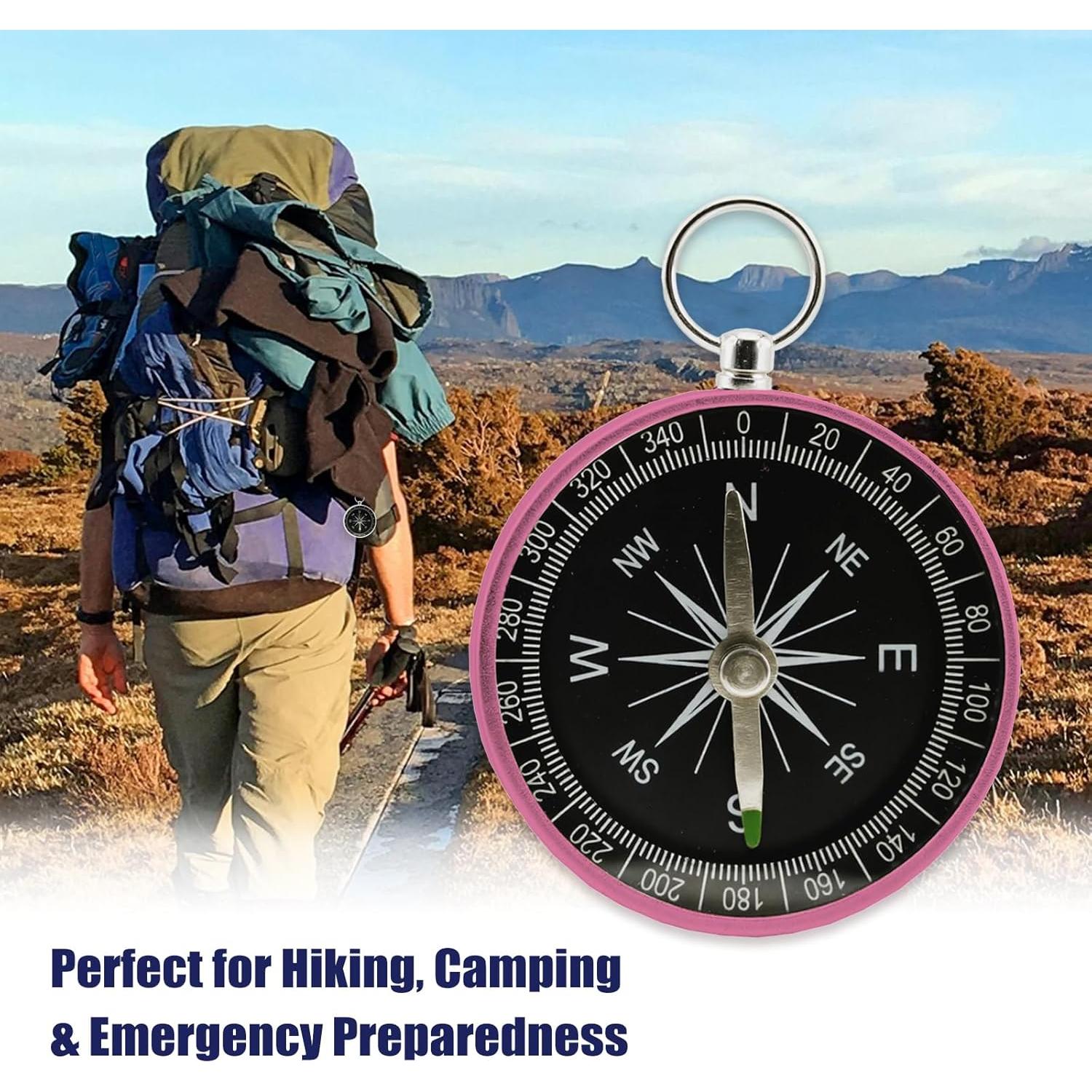 Brújula de bolsillo Rovella mini 2 piezas rosa aluminio