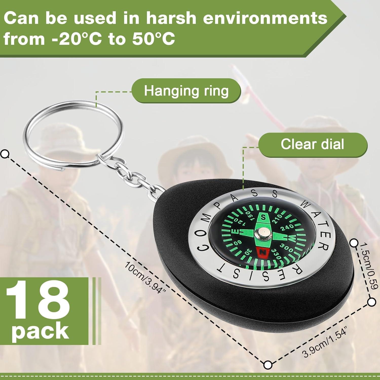 18 Mini Brújulas de Llavero Janinka para Niños - Camping