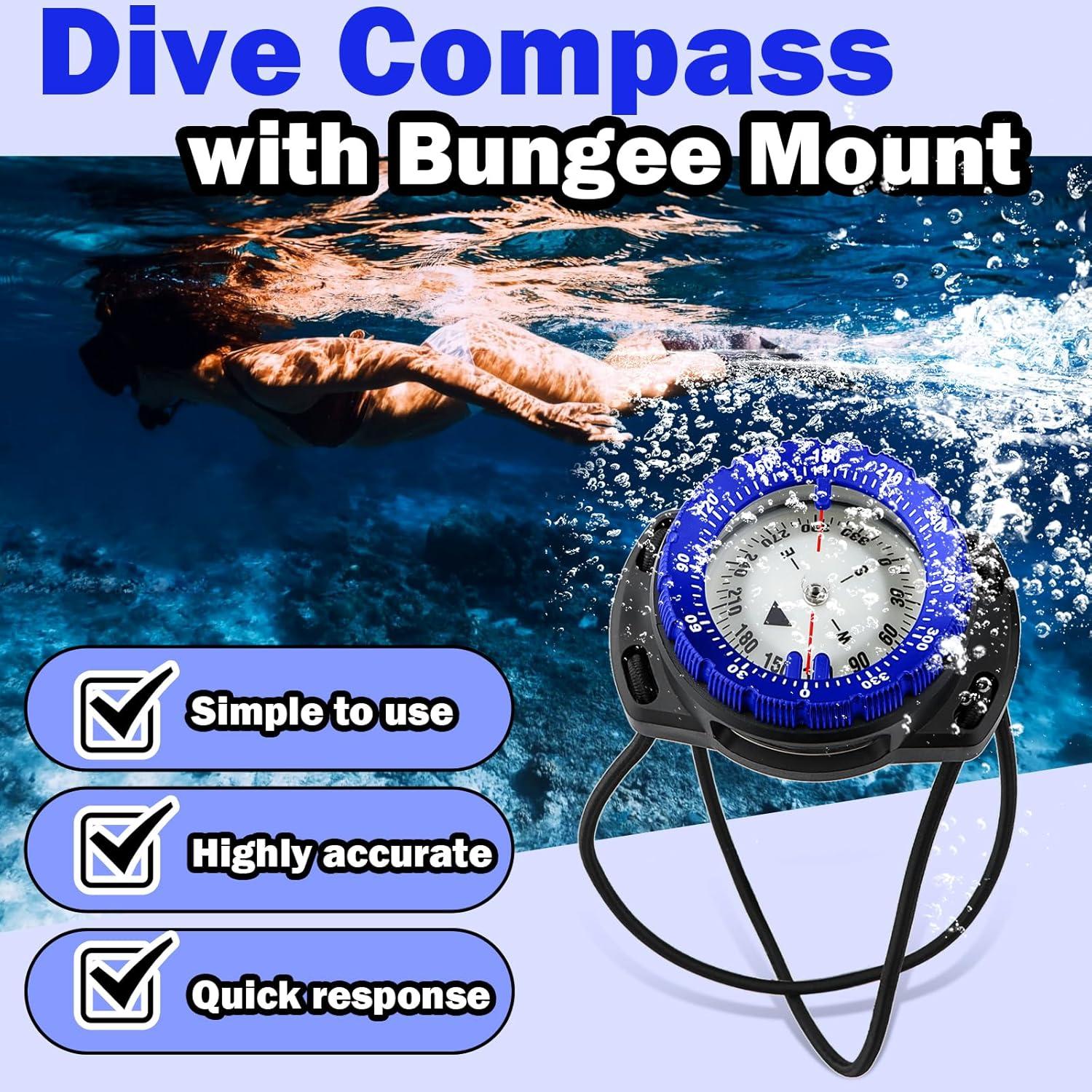 Brújula de Buceo OVOVFANY DC-03 Impermeable 5ATM con Bungee
