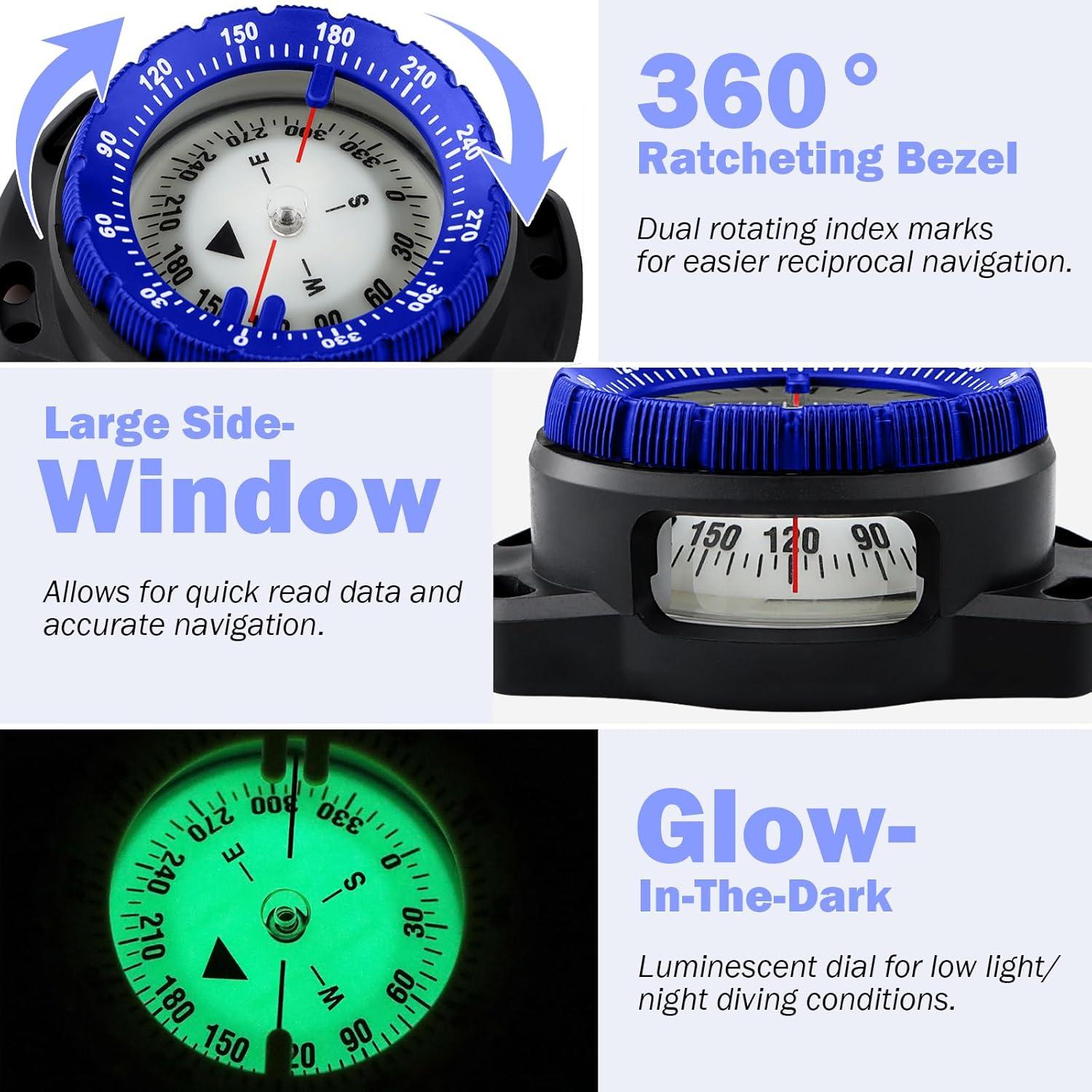 Brújula de Buceo OVOVFANY DC-03 Impermeable 5ATM con Bungee