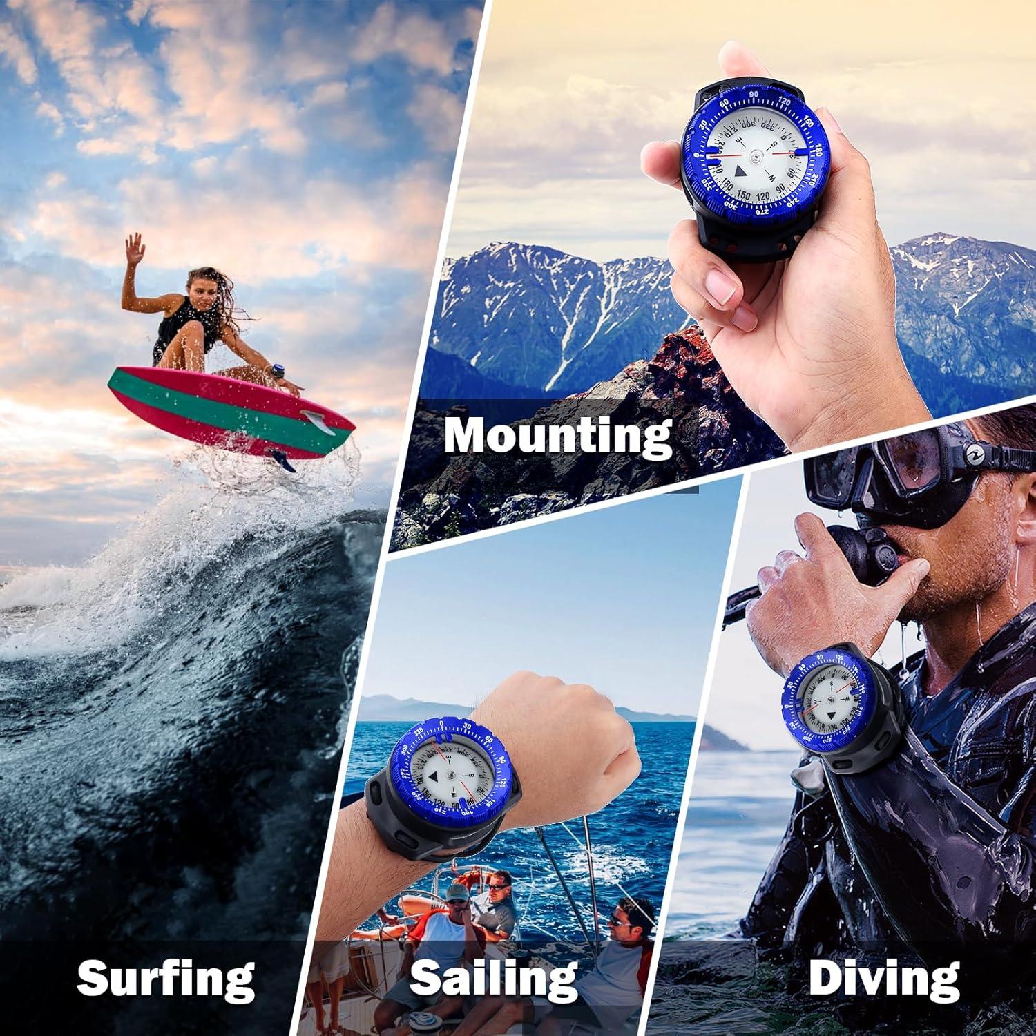 Brújula de Buceo OVOVFANY DC-03 Impermeable 5ATM con Bungee