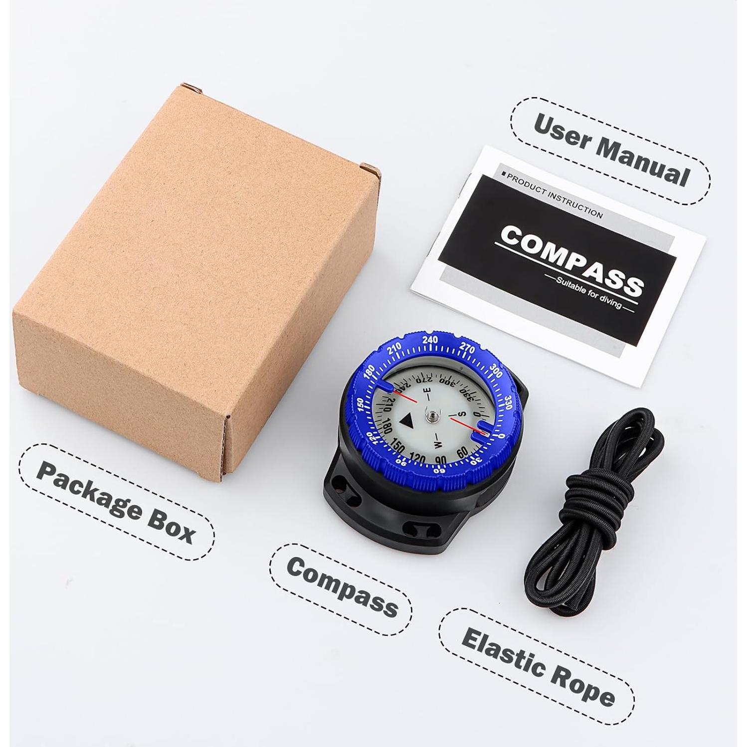 Brújula de Buceo OVOVFANY DC-03 Impermeable 5ATM con Bungee