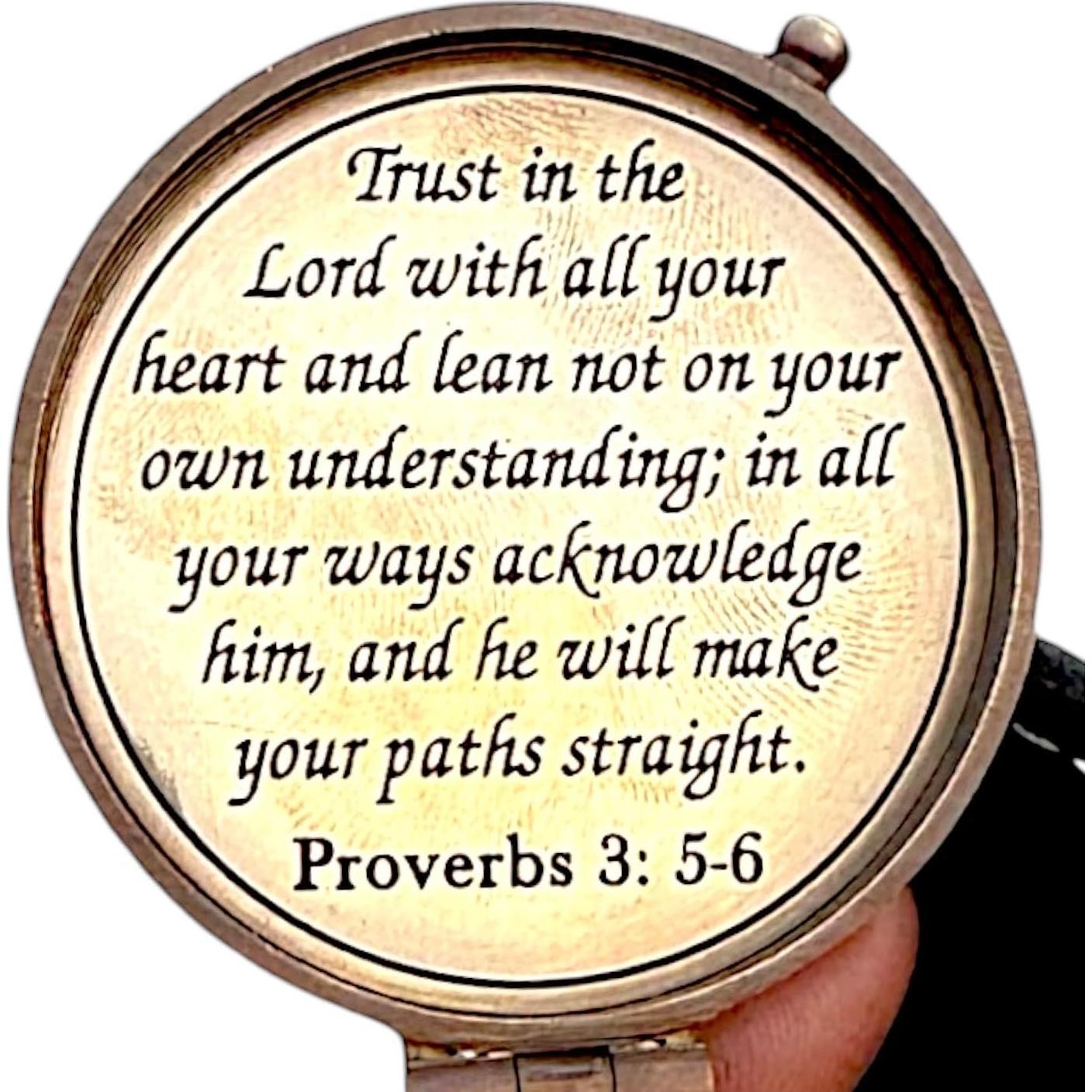 Compás de Bronce A S Handicrafts con Funda de Cuero 6.35cm