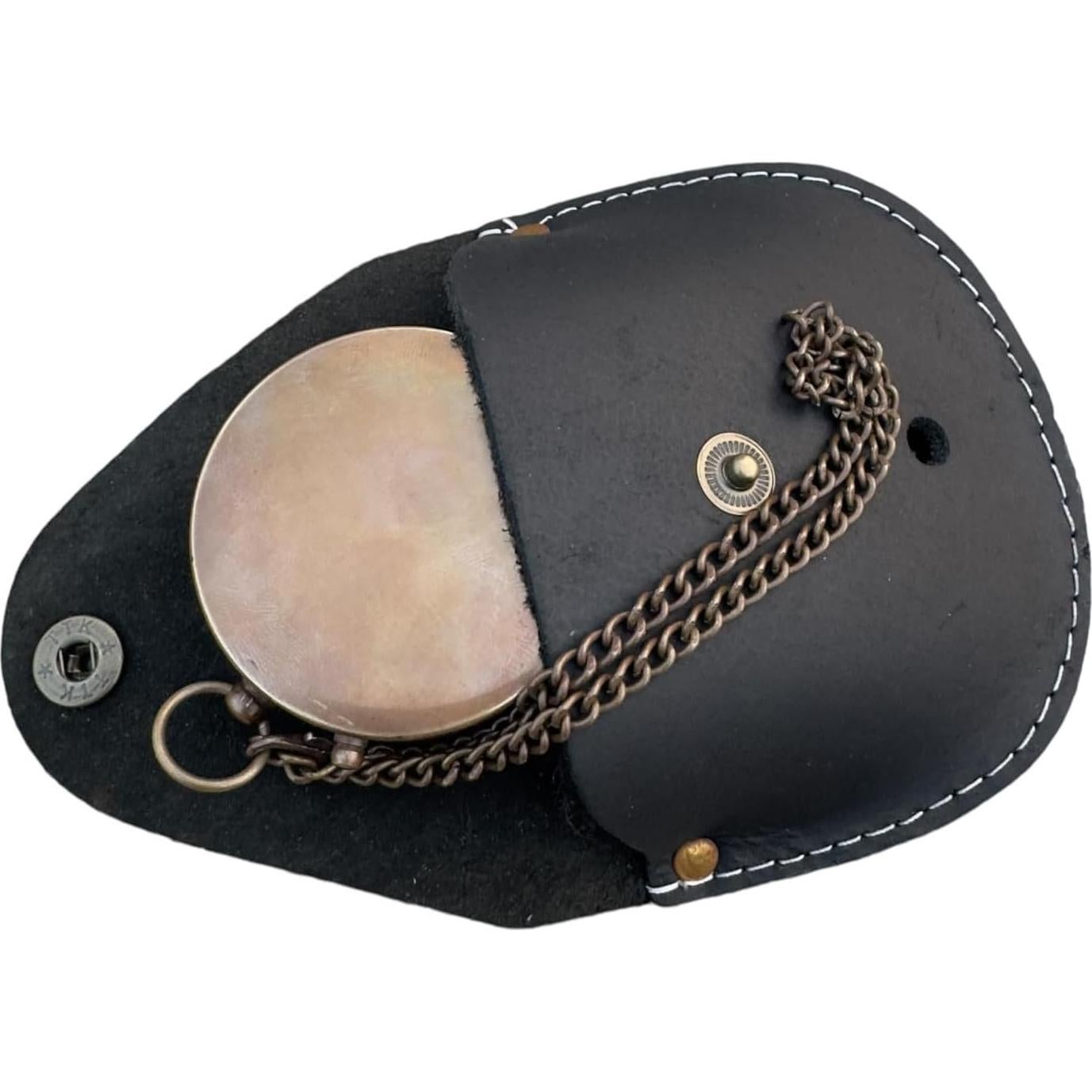 Compás de Bronce A S Handicrafts con Funda de Cuero 6.35cm