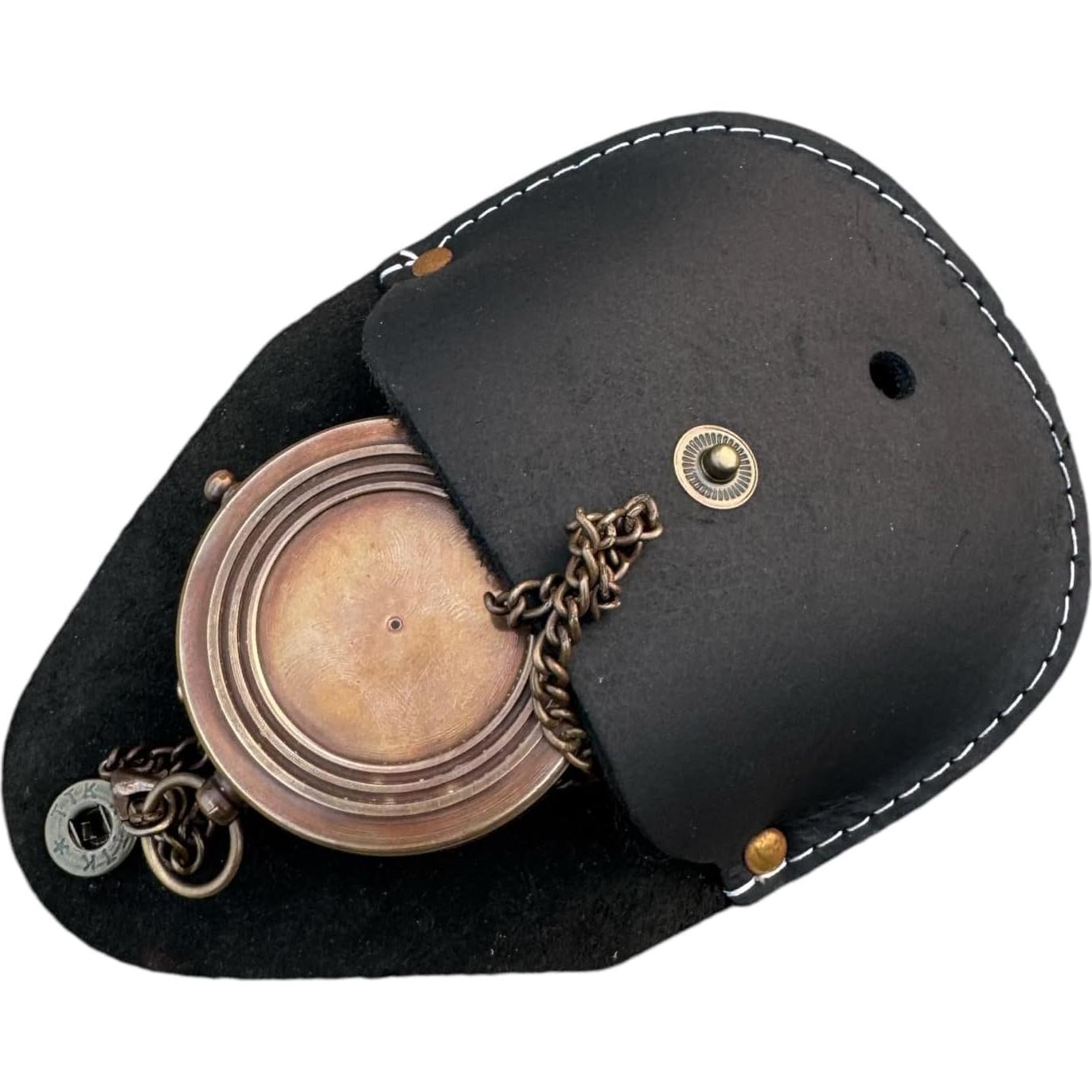 Compás de Bronce A S Handicrafts con Funda de Cuero 6.35cm