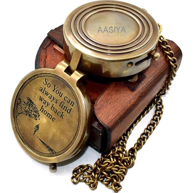 Brújula AASIYA de Latón Antiguo - 5.08 cm, Multifuncional