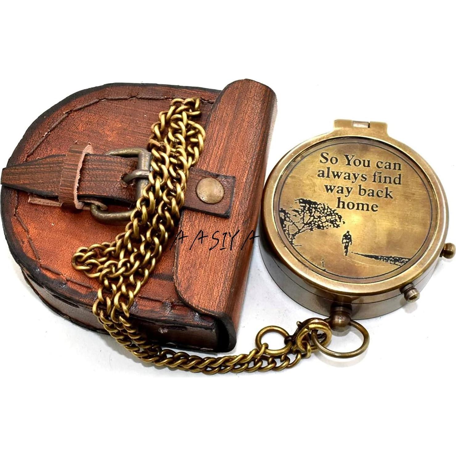 Brújula AASIYA de Latón Antiguo - 5.08 cm, Multifuncional