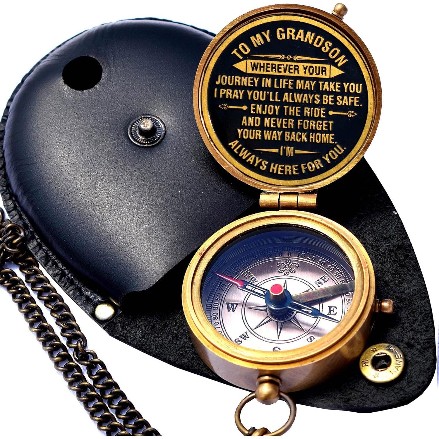 Brújula de Latón SARA NAUTICAL con Cita Grabada para Nieto