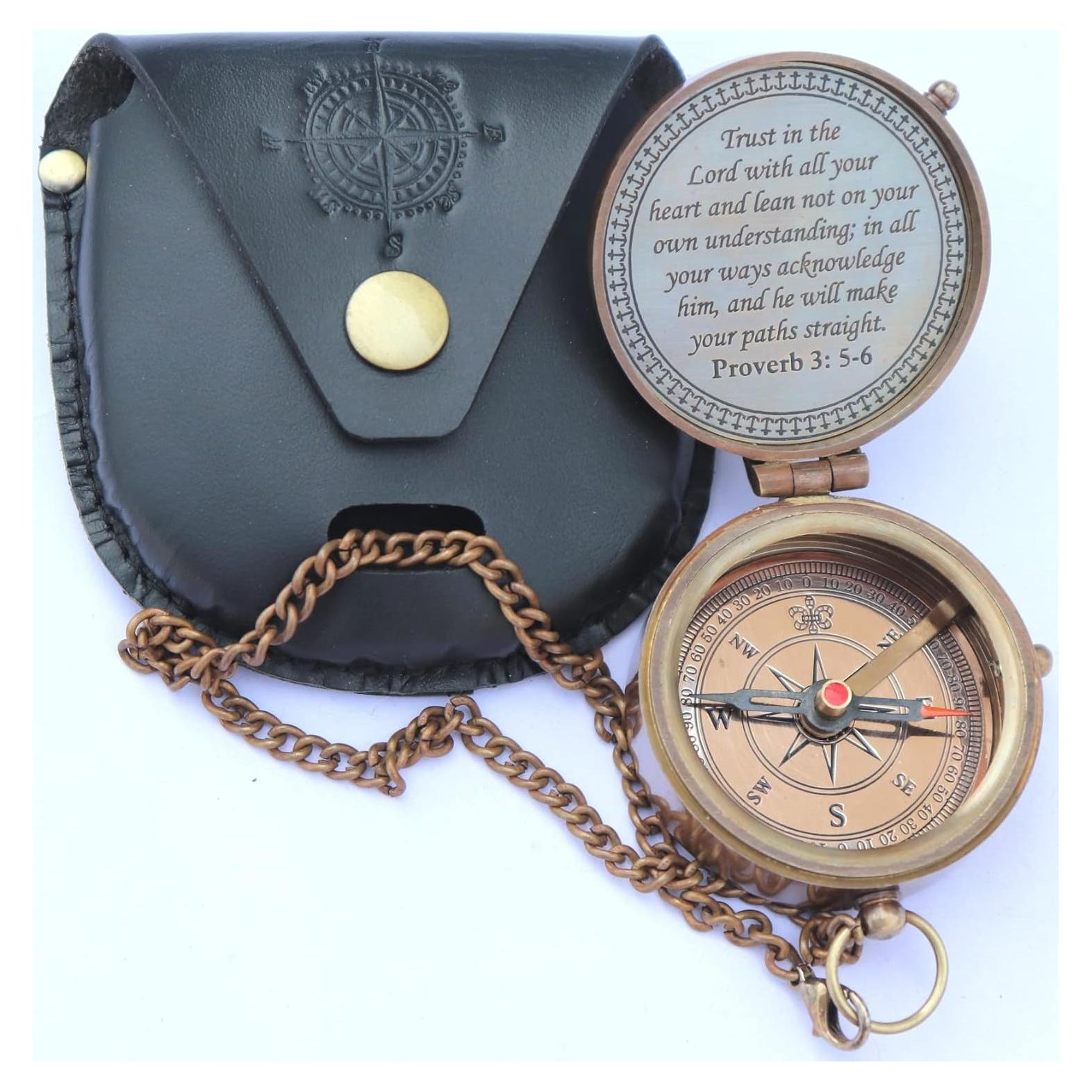 Brújula de Latón MADSNIIB con Funda de Cuero - Vintage