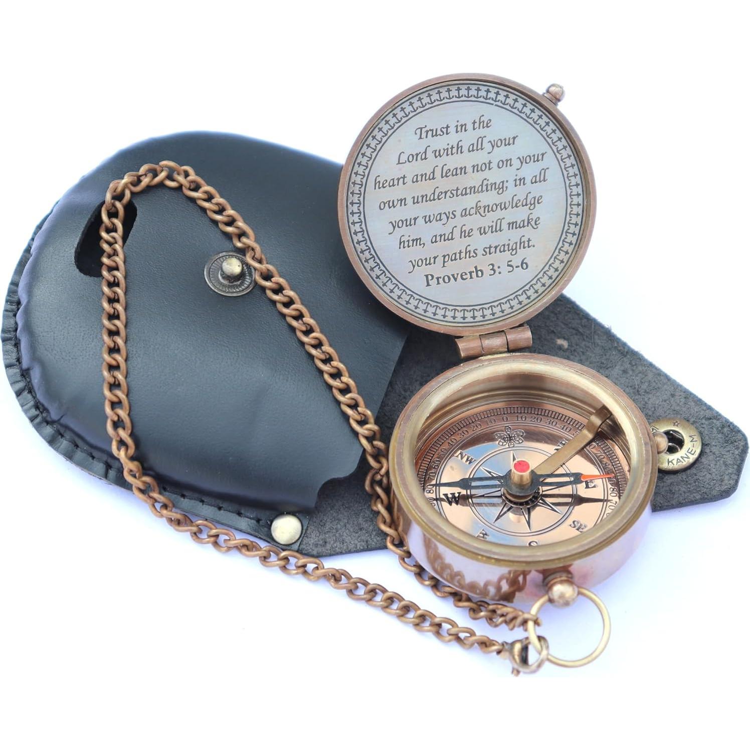 Brújula de Latón MADSNIIB con Funda de Cuero - Vintage