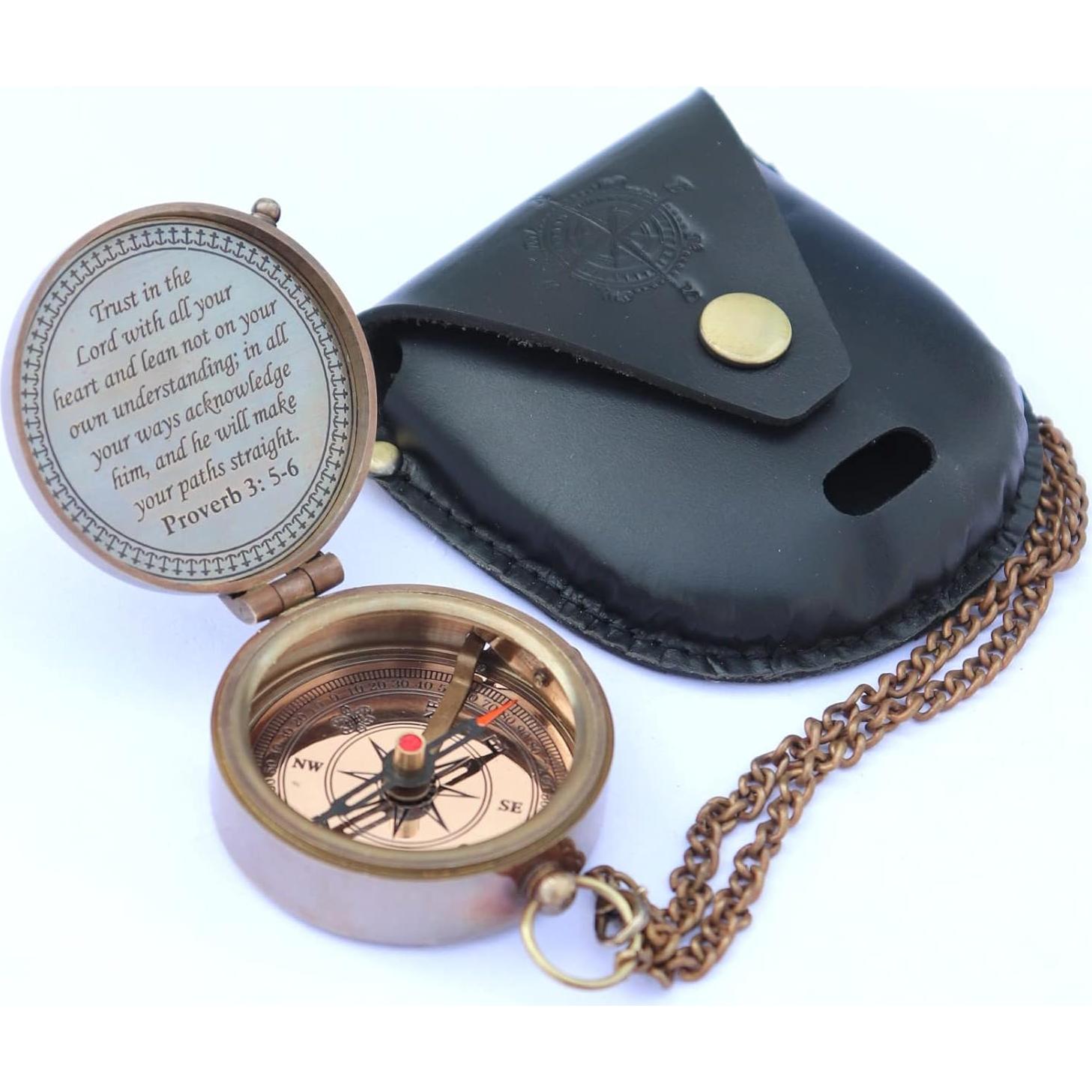 Brújula de Latón MADSNIIB con Funda de Cuero - Vintage