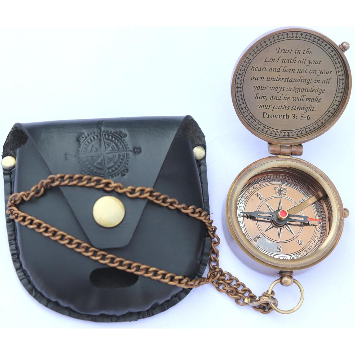 Brújula de Latón MADSNIIB con Funda de Cuero - Vintage