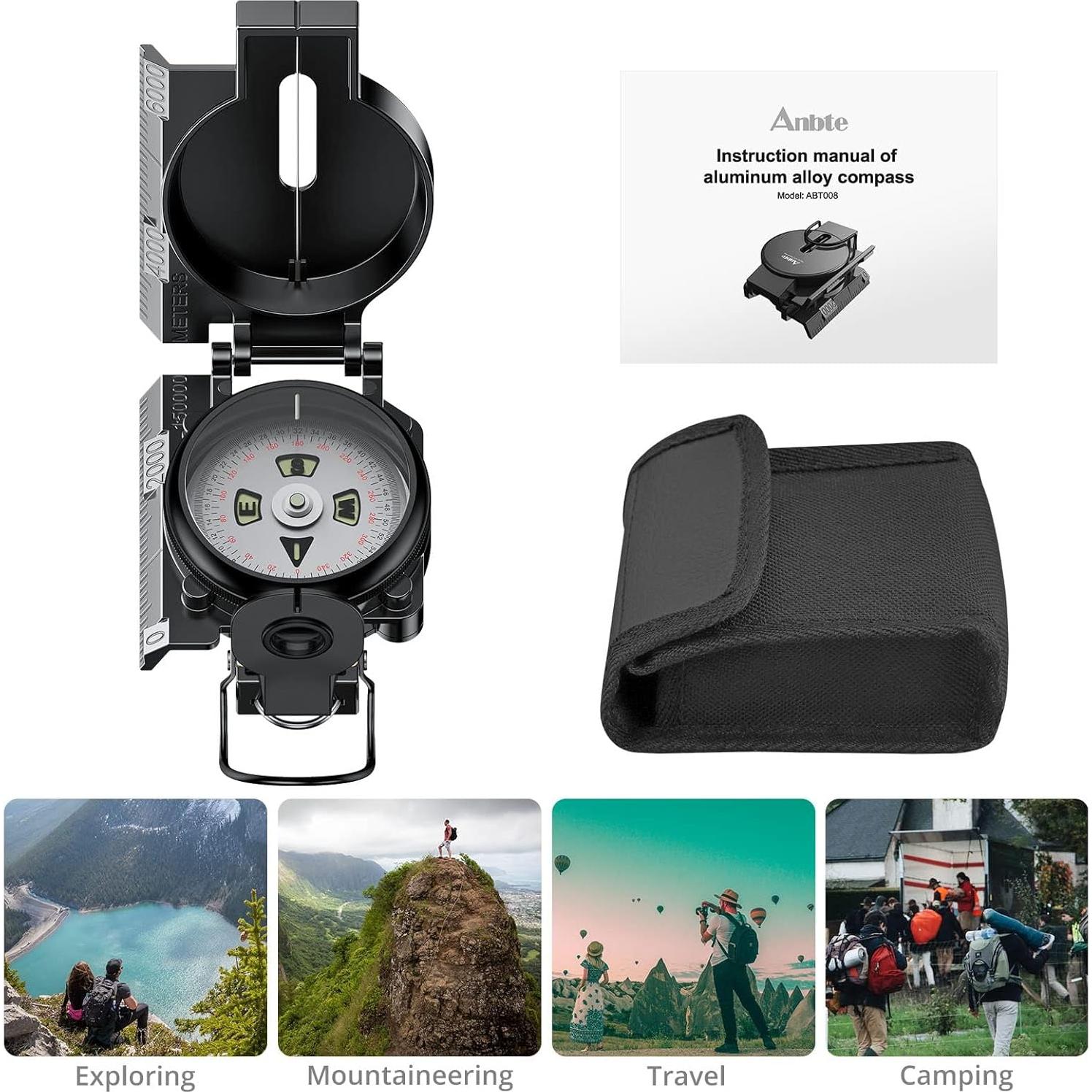 Brújula de Senderismo Anbte Profesional a Prueba de Agua