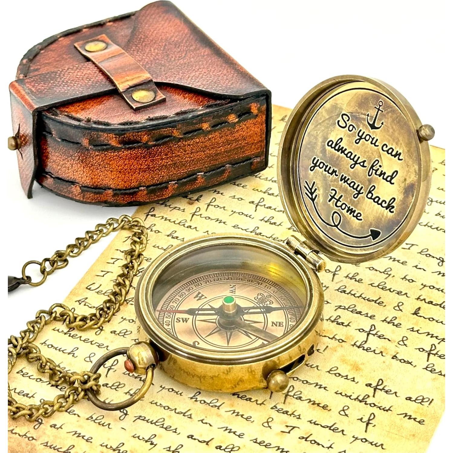 Brújula de Latón Grabada GeekGifts - 6cm x 2cm - Regalo Único