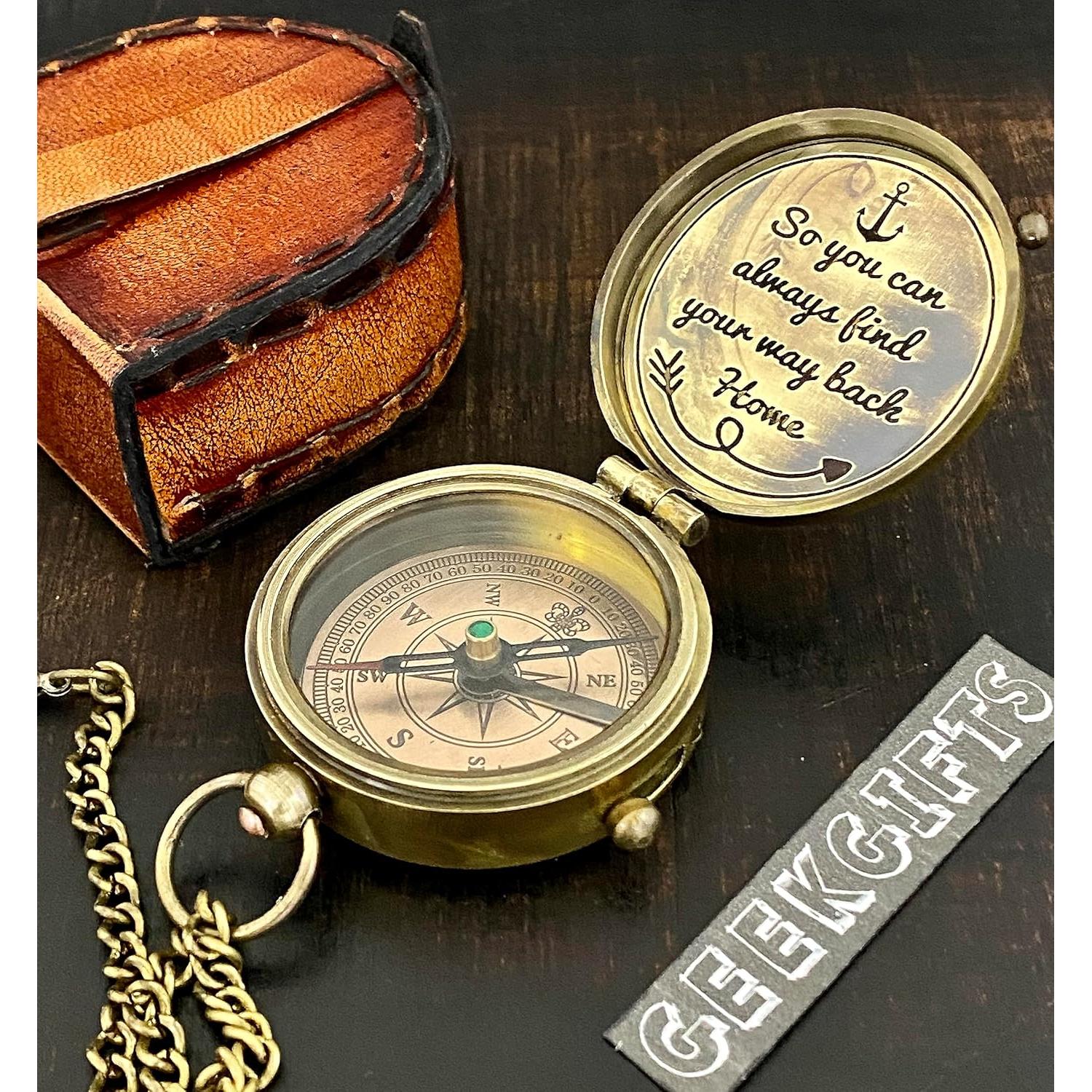 Brújula de Latón Grabada GeekGifts - 6cm x 2cm - Regalo Único