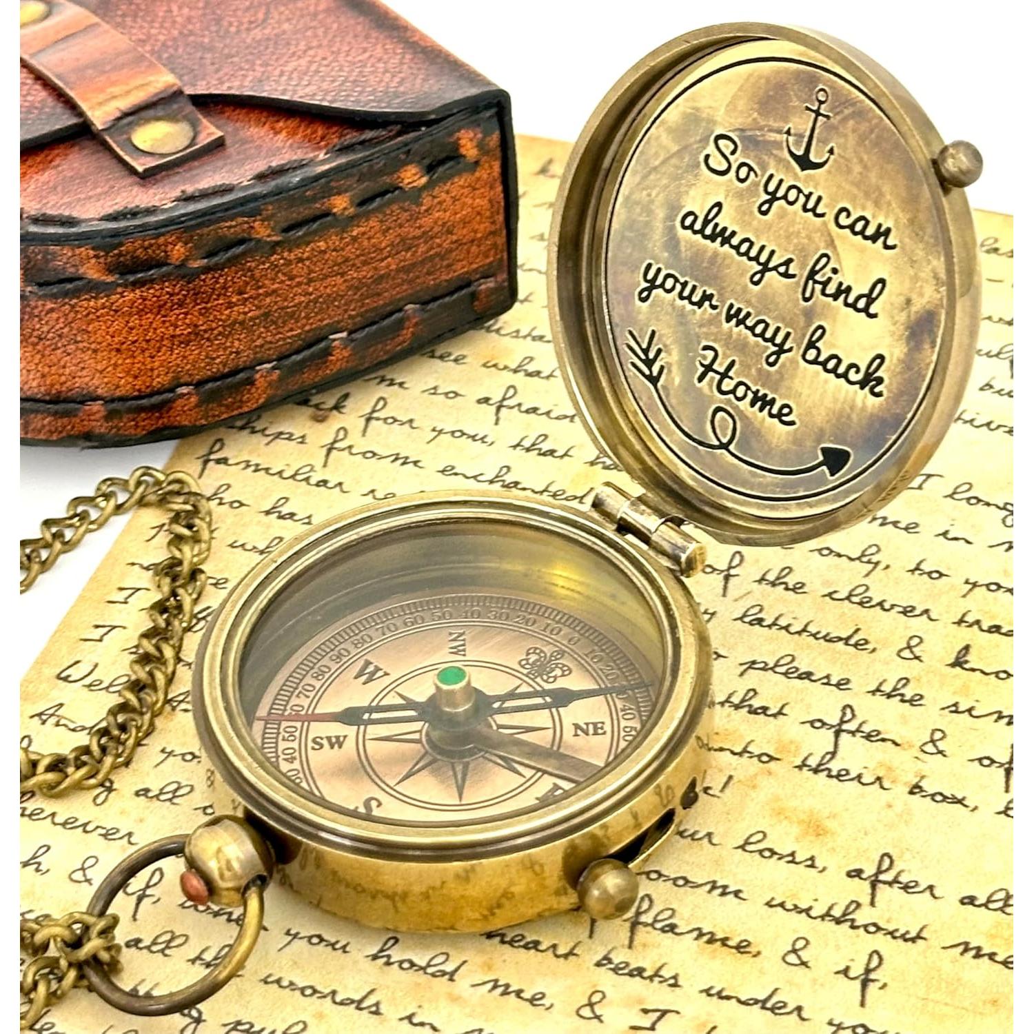 Brújula de Latón Grabada GeekGifts - 6cm x 2cm - Regalo Único