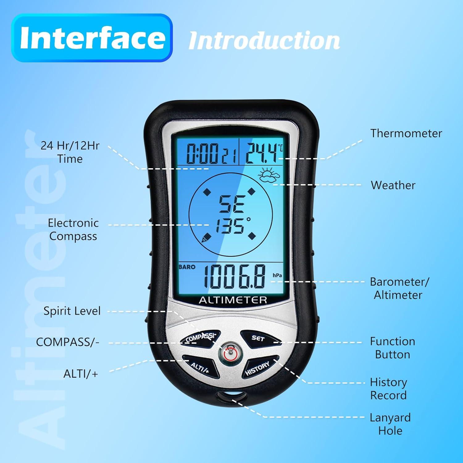 Altímetro Digital Multifuncional KooingTech 8 en 1 -700 a 9000m