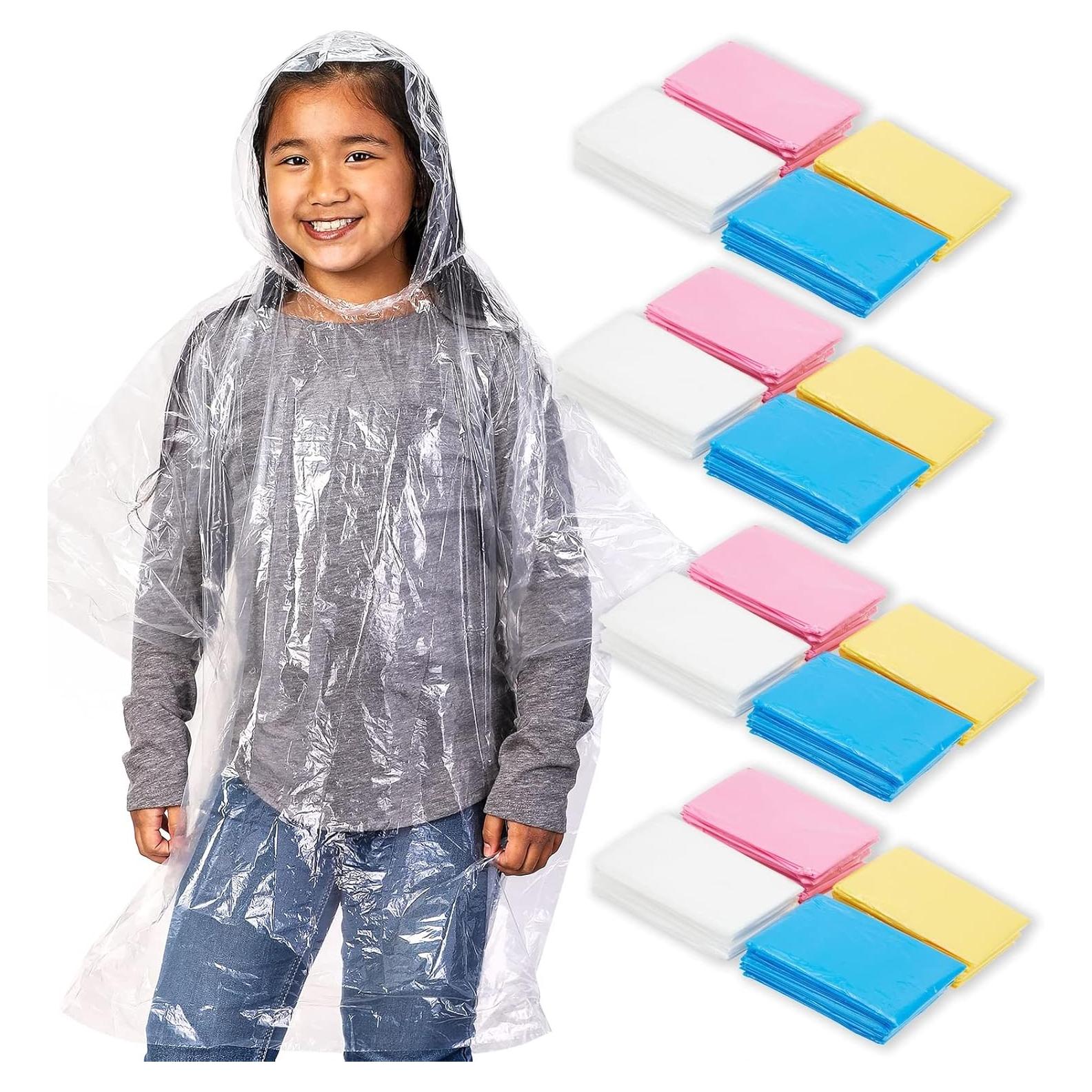 PANDA AZUL 20 Ponchos Desechables Impermeables para Niños