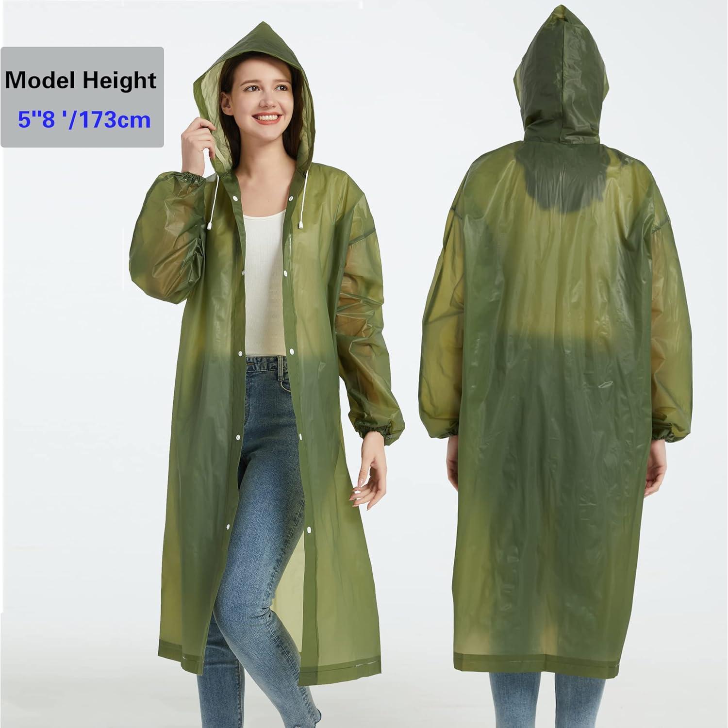 Ponchos de Lluvia Impermeables YDYJKI - 2 Pcs Adultos Verde Militar
