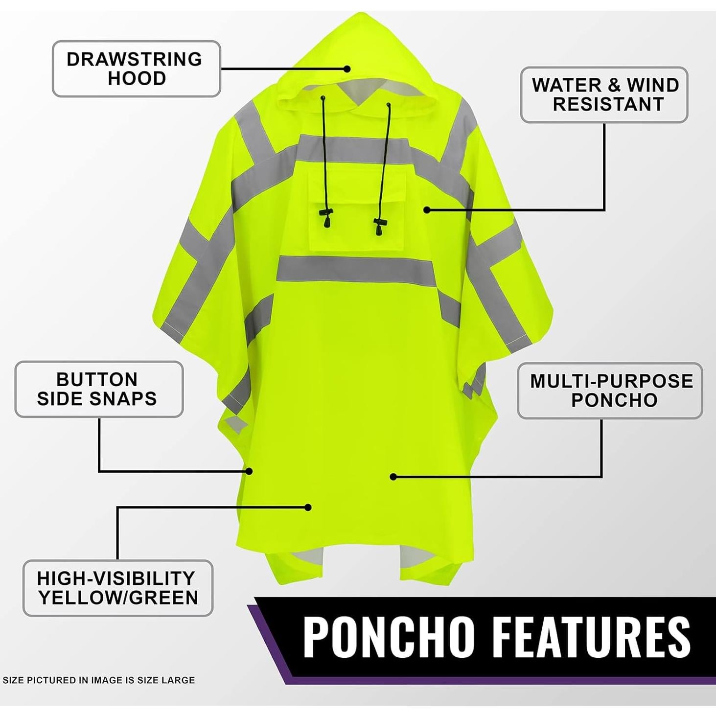 Poncho de Lluvia Global Glove Alta Visibilidad 139.7x203.2cm