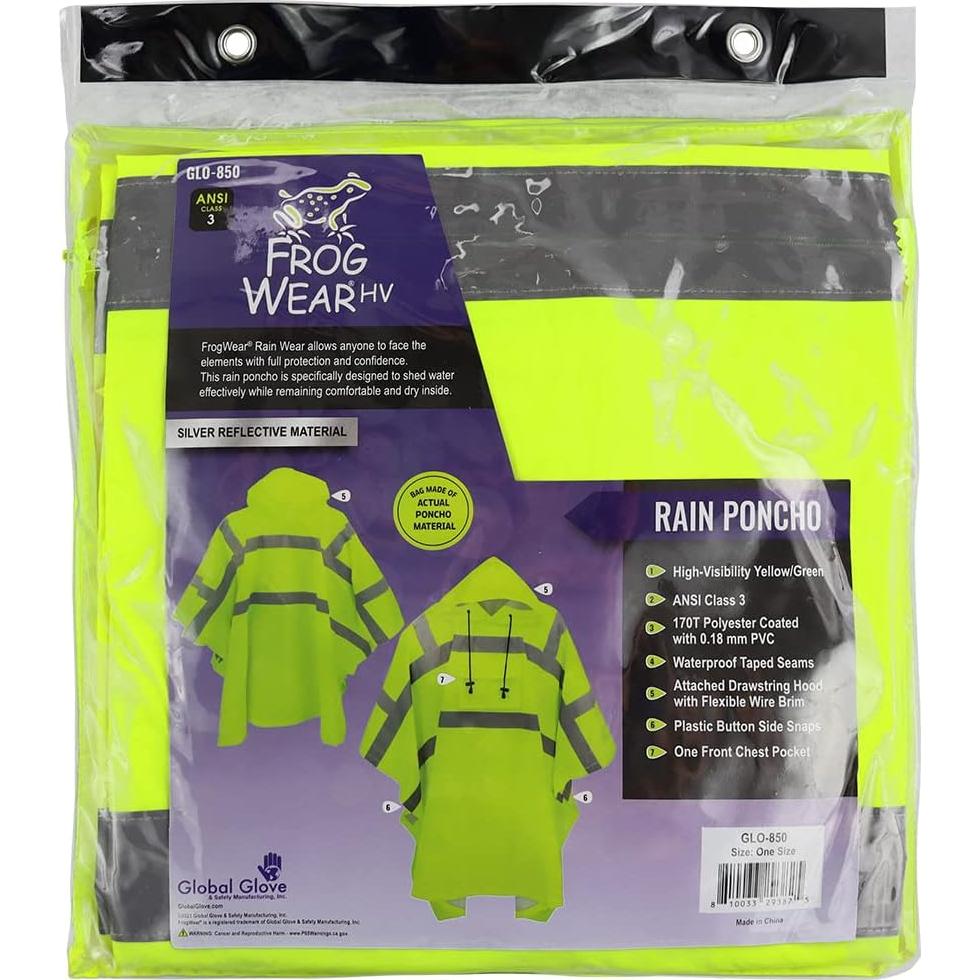 Poncho de Lluvia Global Glove Alta Visibilidad 139.7x203.2cm