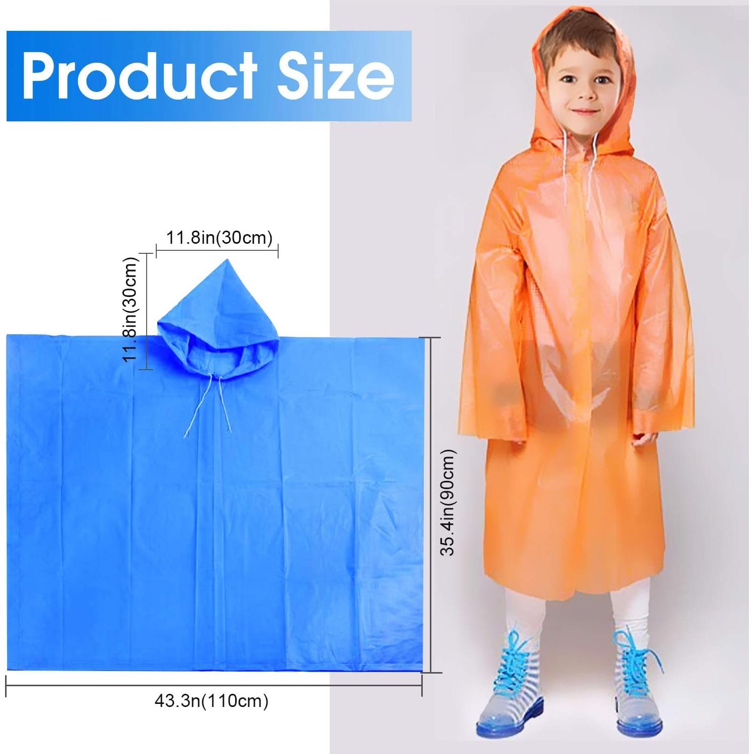 Ponchos de Lluvia Desechables FISHOAKY para Niños - 4 Colores