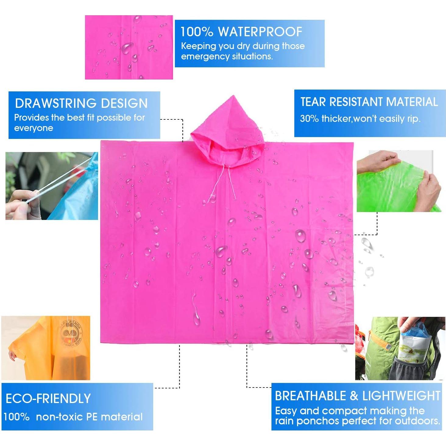 Ponchos de Lluvia Desechables FISHOAKY para Niños - 4 Colores