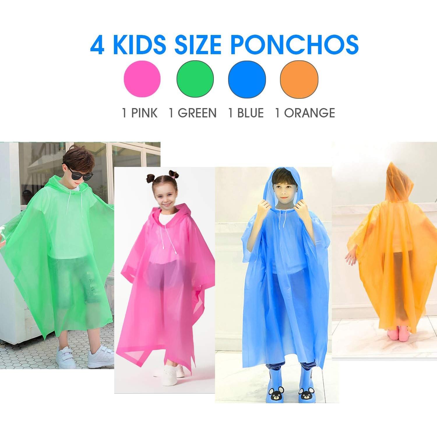 Ponchos de Lluvia Desechables FISHOAKY para Niños - 4 Colores