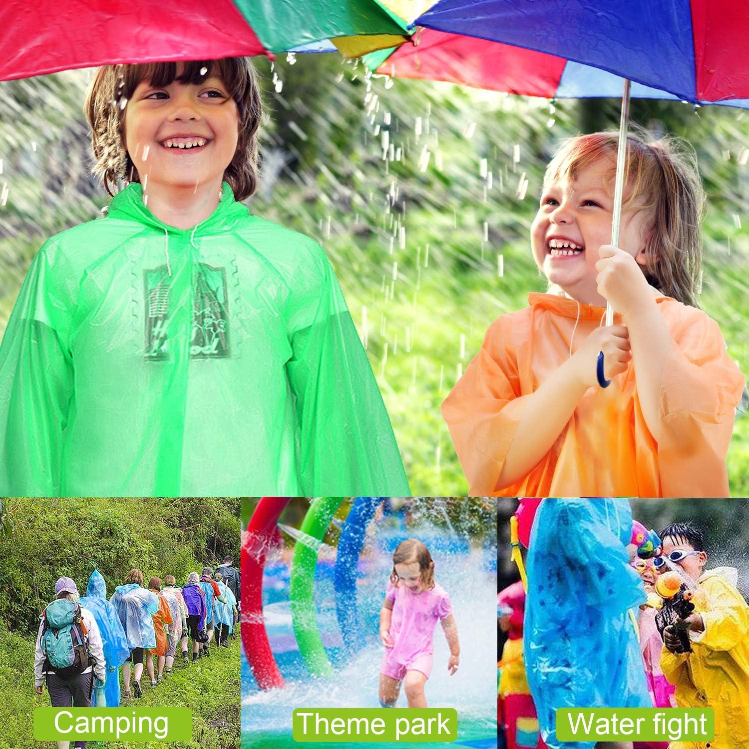 Ponchos de Lluvia Desechables FISHOAKY para Niños - 4 Colores