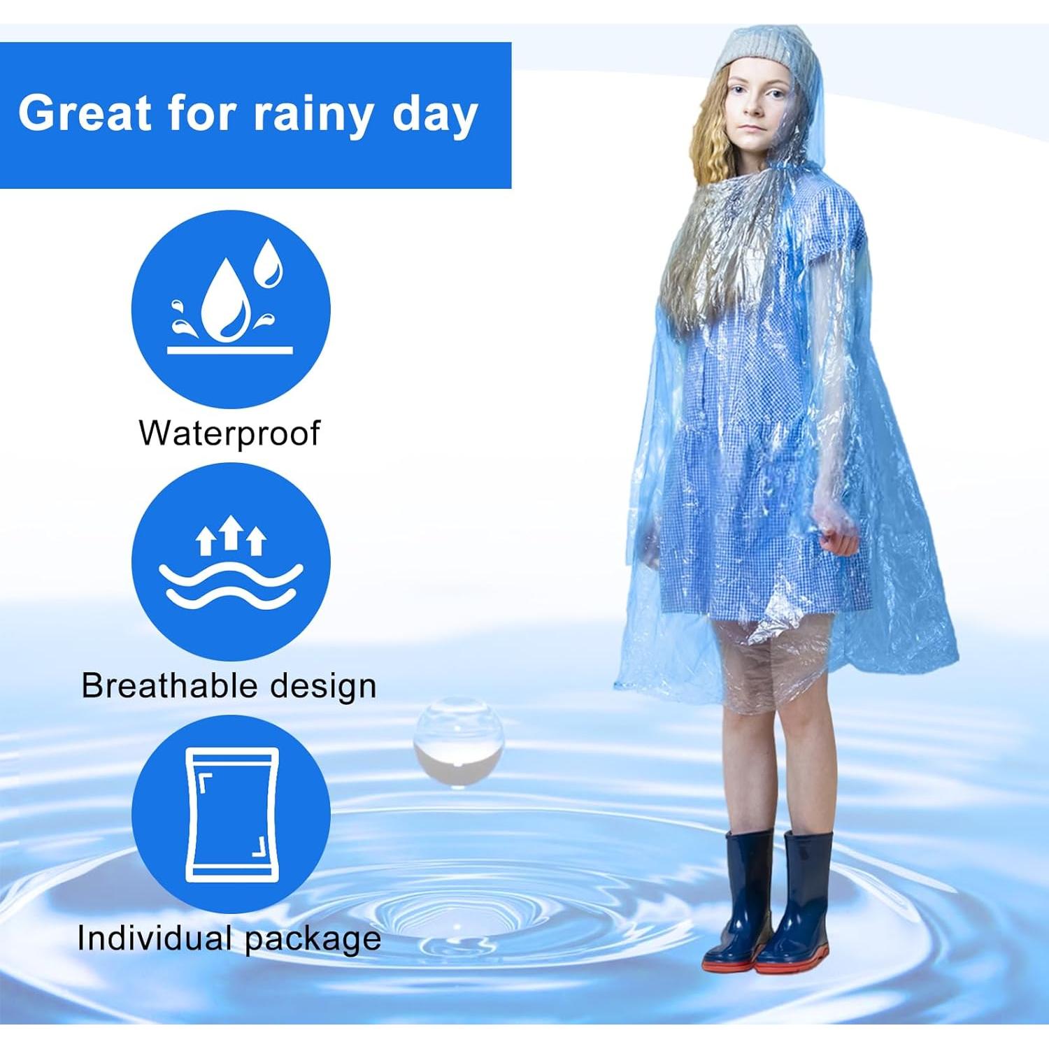 Ponchos de Lluvia Desechables twoworld 90 Pcs Adultos Unisex